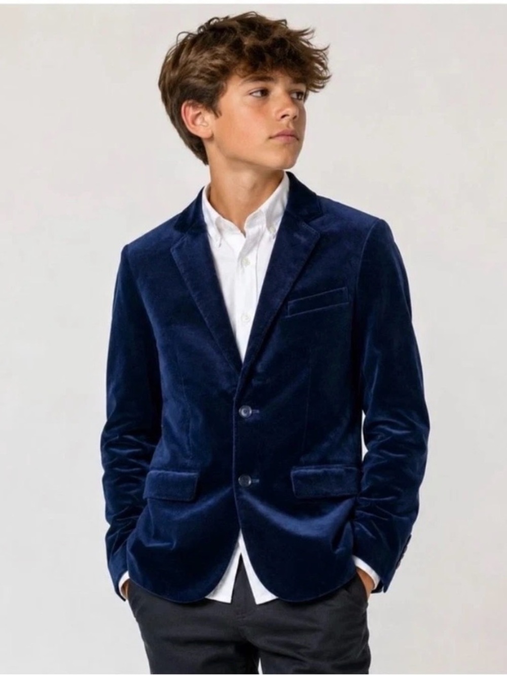 J.Crew Crewcuts Navy Blue Velvet Ludlow Size 8 Sport Jacket Blazer NWT